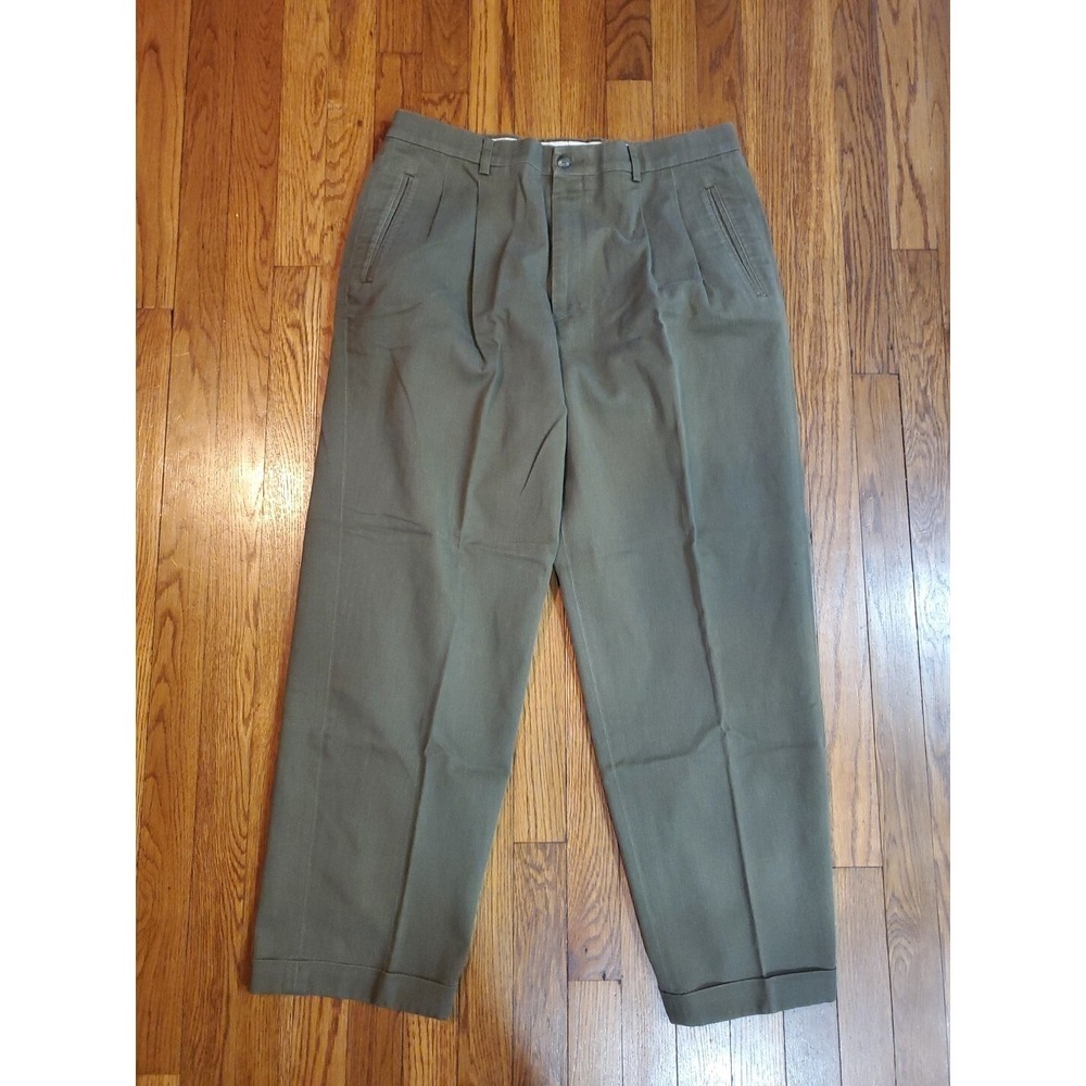 EUC‎ CLAIBORNE ELEMENTS Mens Cuffed Greyish Brown Pleated Pants 36 x 30